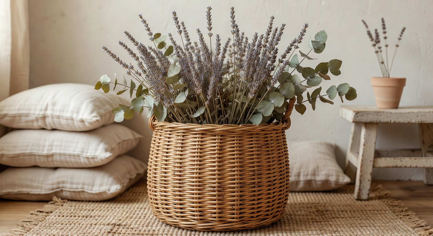 Cesta de mimbre artesanal